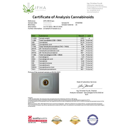 Kanabi CBD ulje 20%, 10 ml, puni spektar