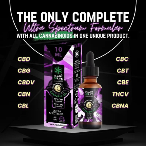 CBD ulje Ultra Spectrum, 15 % CBD in 15 % CBG, 10 ml, puni spektar CBD ulje Ultra Spectrum, 15 % CBD in 15 % CBG, 10 ml, puni spektar